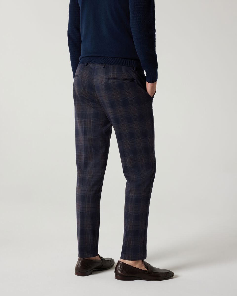 Blue Check Relaxed Slim Jersey Check Tailored Pant
